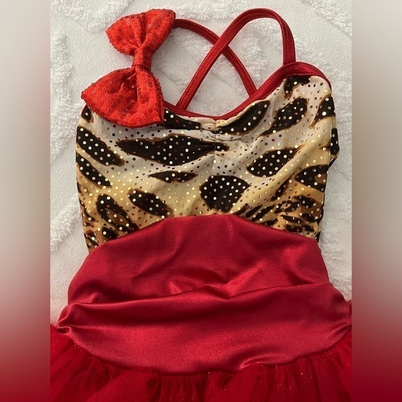 Weissman Red Leopard Print Dance Child Costume SC Black Red Sequin - Picture 7 of 14